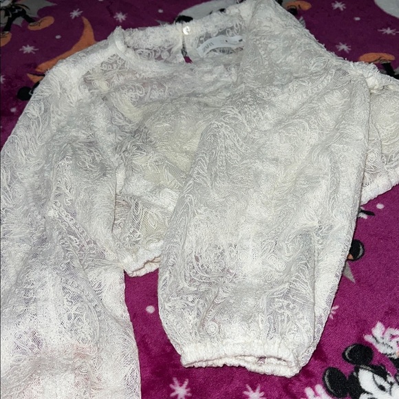 Zara Cream Lace Long Sleeve Top - Picture 4 of 9